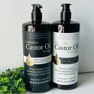 SJ Creations Beauty Co Replenishing Castor Oil Shampoo & Conditioner 32 FL Oz